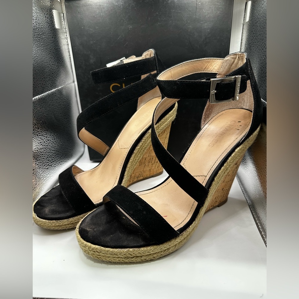 Charles By Charles David Black Strappy Wedges